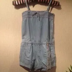 薄デニム地ショートサロペット