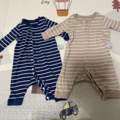 ユニクロ　ベビー服ストライプ60cm ネイビー・ベージュ