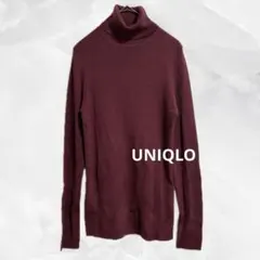 c332【ユニクロ】エクストラファインメリノリブタートルネックセーターLウール