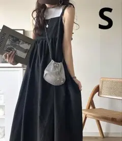 classicalelf サッカー素材バックリボンフレアキャミワンピ　S