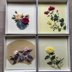 つまみ絵　つまみ細工　色紙　４枚セット　箱入り