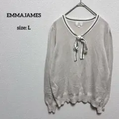 エマジェイムス ボウタイ ハイゲージニットプルオーバー L ベージュ系 レーヨン