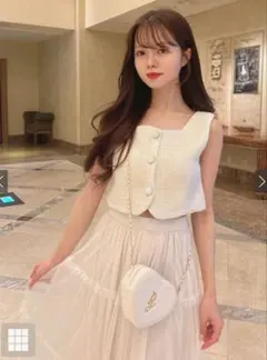 GRL スクエアネックラメツイードベスト[dk1256]