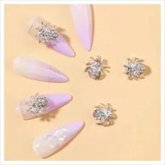 P209《1個》ネイルパーツ 蜘蛛 くも 昆虫 シルバー ストーン ギャル 強め