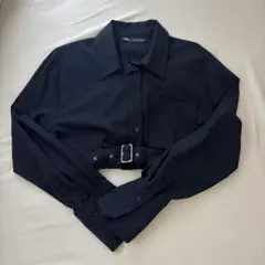 ZARA ストライプ クロップドシャツ