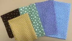 はぎれ・花柄生地　落ち着いた色合い５点セット