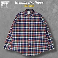 ブルックスブラザーズ 良配色チェックBDシャツ 表記XL ロゴ刺繍 アメトラ