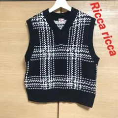 Ricca ricca チェック柄ニットベスト140