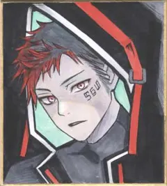 m*a様 手描き イラスト オリジナル アナログ 色紙 男の子