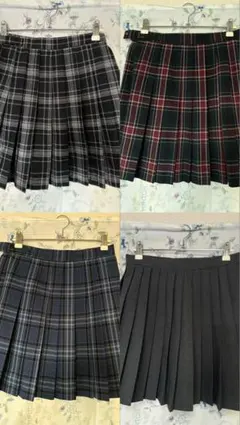 チェック柄プリーツスカート4点セット