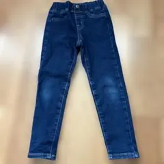 ウエストゴム ダークブルー デニム風ロングパンツ