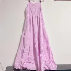 ピンク キャミソール ロングワンピース