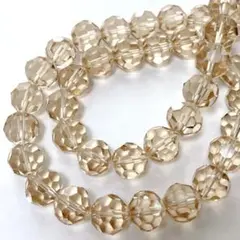 bn182/ガラスビーズ◇多面カット　クリアベージュ系　1連
