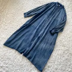 RNA-N/アールエヌエーエヌ　インディゴデニム　ギャザーシャツワンピース