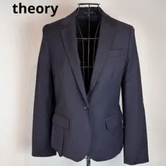★theory★M★濃紺ストライプテーラードジャケット★内、両脇ポケット有★素敵