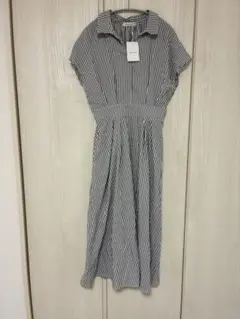 natural couture ストライプ 半袖シャツワンピース