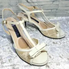 TALANTON by DIANA 22cm ミュール Tストラップ 白 ドレス