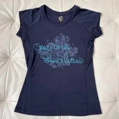 ネイビー グラフィックプリント Tシャツ M