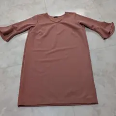 Lespoir　くすみピンク　フレアスリーブ　ミニワンピース