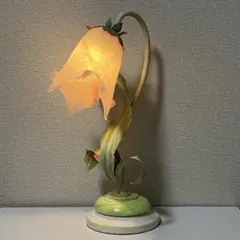 アンティーク ガラステーブルランプ 花柄　 Demain ITALY