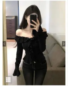 GRL フリルフレアスリーブカーディガン[at2437] ブラック