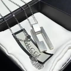 GUCCI グッチ カットアウト タグ ペンダント ネックレス シルバー925