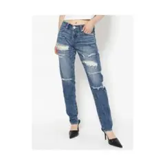 GYDA ダメージ　デニム　ブルー X S