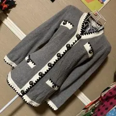 レトロ古着 バブリー✧ 配色＆ステッチデザイン カーディガン ヴィンテージ 古着