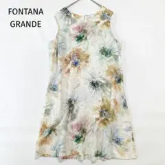 FONTANA GRANDE ノースリーブワンピース リネン100 花柄 40 - メルカリ
