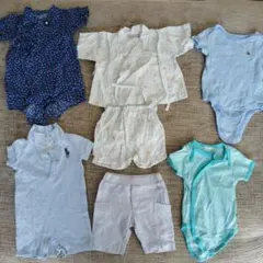 60-70 ブルー系　ブランドベビー服まとめ売り　半袖　ラルフローレン　甚平風