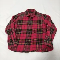 ユニクロ　男の子　ネルシャツ【120】長袖　　レッド　赤　チェック柄