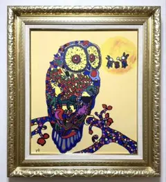 即決【F10号】ジミー大西（フクロウ）手描き/表裏サイン有り/油彩/絵画/高級額のサムネイル