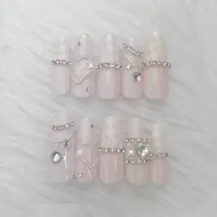 ネイルチップ ワンホン 千鳥柄 韓国 量産型 ピンク ガーリー スナ系