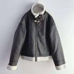 5113 PALEMO STORE フェイクレザーブルゾン　裏ボア　茶色　Ｍのサムネイル