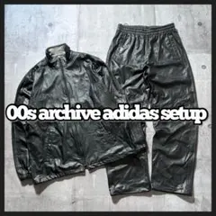 00s adidasセットアップ レザー調 コーティングトラックジャケットy2k