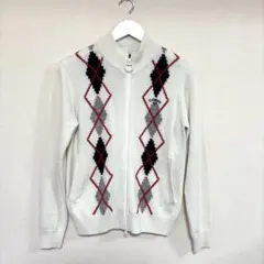 キャロウェイ　ゴルフ　ジップ　ニットジャケット　アーガイル柄　レッド　Mサイズ