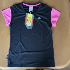 adidas UVカット 半袖Tシャツ 黒/ピンク