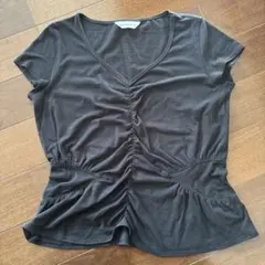 io comme io Vネック 半袖Tシャツ ギャザー　センソユニコのサムネイル