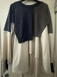 【最終値下げ】オズモーシス　 切替レイヤードニットプルオーバー