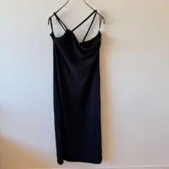 黒 キャミワンピース ロングワンピース　ニット　デザイン　大きいサイズ