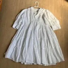 SNIDEL スナイデル フリルワンビース ホワイト 白 コットン 綿 100%