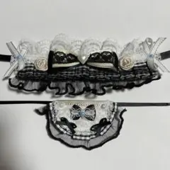 ぬいふく ヘッドドレス スタイ 黒 白 チェック