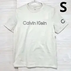 カルバンクラインジーンズ Ｔシャツ S カットソー 半袖 プリント アイボリー