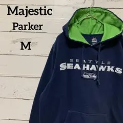 【マジェスティック】SEATTLE SEAHAWKS パーカー 刺繍ロゴ
