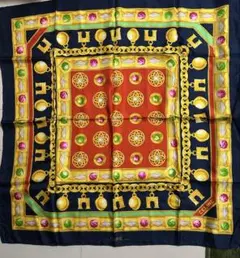 CELINE シルクスカーフ ネイビー