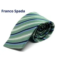 Franco Spada ネクタイ　アップルグリーン　ストライプ　シルク100%
