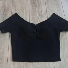 EVRIS ブラック リブ編み カップ付きトップス