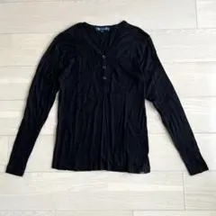ハルプ　HALB 細リブヘンリーネックTシャツ　Vネックカットソー　テットオムのサムネイル