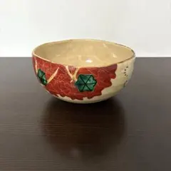 美品 京焼色絵 赤絵 雲錦鉢 平安光車造 菓子鉢