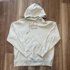 アイボリー 100%コットン フード付きパーカー Lサイズ